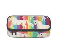 BNVSADC Unicorns On Colorful Stripes Printed Pencil Case Cute Pencil Box Bag Pen Pouch Office School Stationery Organizer for School Travel Work