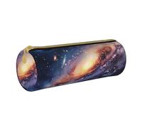 BNVSADC Universe Galaxy Outer Space Printed Round Pencil Case Leather Pencil Pouch Cute Stationery Pencil Pen Bag for School Office Travel