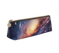 BNVSADC Universe Galaxy Outer Space Printed Triangle Pencil Case Leather Pencil Pouch Cute Stationery Pencil Pen Bag for School Office Travel