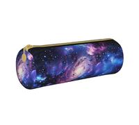 BNVSADC Universe Galaxy Star Space Printed Round Pencil Case Leather Pencil Pouch Cute Stationery Pencil Pen Bag for School Office Travel
