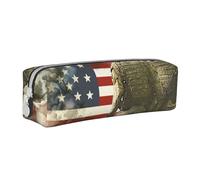 BNVSADC US Military Soldiers Patriotic Memorial Day Printed Pencil Case Leather Pencil Pouch Cute Stationery Pencil Pen Bag with Zipper for School Office Travel