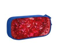 BNVSADC Valentine Day Heart Flower Printed Pencil Case Large Pen Bag Cute Pencil Box Pouch Office School Stationery Organizer for Girls Boys, Blue