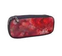 BNVSADC Valentine's Day Flower Printed Leather Pencil Pen Case & Makeup Bag - Stylish Pencil Bag Stationery Organizer Pouch for School Office Travel