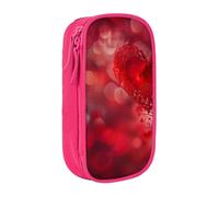 BNVSADC Valentine's Day Flower Printed Pencil Case for Girls Boys, Large Capacity Pencil Pouch Cute Pencil Box Adult Makeup Bag with 2 Compartments, Pink