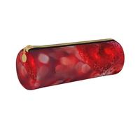 BNVSADC Valentine's Day Flower Printed Round Pencil Case Leather Pencil Pouch Cute Stationery Pencil Pen Bag for School Office Travel