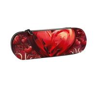 BNVSADC Valentine's Day Printed Leather Pencil Pen Case & Makeup Bag - Stylish Hard Shell Pencil Bag Stationery Organizer Pouch for School Office Travel