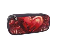 BNVSADC Valentine's Day Printed Leather Pencil Pen Case & Makeup Bag - Stylish Pencil Bag Stationery Organizer Pouch for School Office Travel