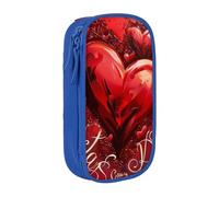 BNVSADC Valentine's Day Printed Pencil Case for Girls Boys, Large Capacity Pencil Pouch Cute Pencil Box Adult Makeup Bag with 2 Compartments, Blue