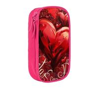 BNVSADC Valentine's Day Printed Pencil Case for Girls Boys, Large Capacity Pencil Pouch Cute Pencil Box Adult Makeup Bag with 2 Compartments, Pink