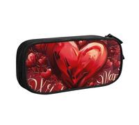 BNVSADC Valentine's Day Printed Pencil Case Large Pen Bag Cute Pencil Box Pouch Office School Stationery Organizer for Girls Boys, Black