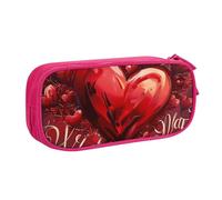 BNVSADC Valentine's Day Printed Pencil Case Large Pen Bag Cute Pencil Box Pouch Office School Stationery Organizer for Girls Boys, Pink