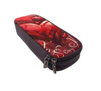 BNVSADC Valentine's Day Printed PU Leather Flip Pencil Case, Cute Pencil Box Pen Bag Stationery Organizer Makeup Bag for School Office Travel