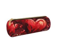 BNVSADC Valentine's Day Printed Round Pencil Case Leather Pencil Pouch Cute Stationery Pencil Pen Bag for School Office Travel