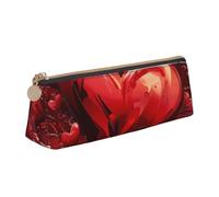 BNVSADC Valentine's Day Printed Triangle Pencil Case Leather Pencil Pouch Cute Stationery Pencil Pen Bag for School Office Travel