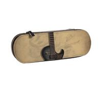 BNVSADC Vintage Musical Guitar Printed Leather Pencil Pen Case & Makeup Bag - Stylish Hard Shell Pencil Bag Stationery Organizer Pouch for School Office Travel