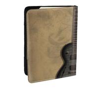 BNVSADC Vintage Musical Guitar Printed Passport Holder Travel PU Leather Passport Cover Case Organiser for Men Women, 6.5 inch