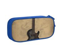 BNVSADC Vintage Musical Guitar Printed Pencil Case Large Pen Bag Cute Pencil Box Pouch Office School Stationery Organizer for Girls Boys, Blue