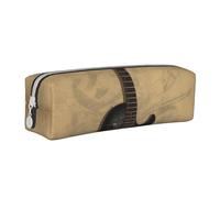 BNVSADC Vintage Musical Guitar Printed Pencil Case Leather Pencil Pouch Cute Stationery Pencil Pen Bag with Zipper for School Office Travel