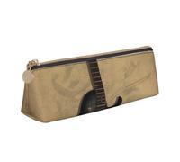 BNVSADC Vintage Musical Guitar Printed Triangle Pencil Case Leather Pencil Pouch Cute Stationery Pencil Pen Bag for School Office Travel