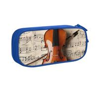 BNVSADC Violin Sheet Music Printed Pencil Case Large Pen Bag Cute Pencil Box Pouch Office School Stationery Organizer for Girls Boys, Blue