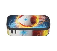 BNVSADC Volleyball with fire and ice Printed Pencil Case Cute Pencil Box Bag Pen Pouch Office School Stationery Organizer for School Travel Work