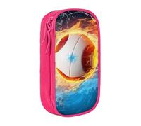BNVSADC Volleyball with fire and ice Printed Pencil Case for Girls Boys, Large Capacity Pencil Pouch Cute Pencil Box Adult Makeup Bag with 2 Compartments, Pink