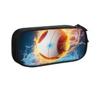 BNVSADC Volleyball with fire and ice Printed Pencil Case Large Pen Bag Cute Pencil Box Pouch Office School Stationery Organizer for Girls Boys, Black