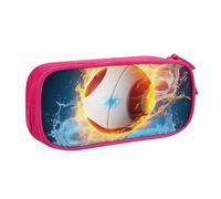 BNVSADC Volleyball with fire and ice Printed Pencil Case Large Pen Bag Cute Pencil Box Pouch Office School Stationery Organizer for Girls Boys, Pink
