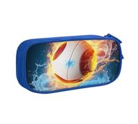 BNVSADC Volleyball with fire and ice Printed Pencil Case Large Pen Bag Cute Pencil Box Pouch Office School Stationery Organizer for Girls Boys, Blue