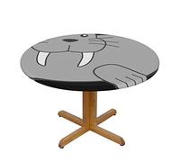 BNVSADC Walrus Printed Round Tablecloth with Elastic Edged, S(122CM Diameter), Polyester Kitchen Water Resistant Table Cloth Dining Table Decoration Table Covers