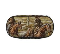 BNVSADC West Desert Cowboys Riding Horses Printed Pencil Case Cute Pencil Bag Pen Pouch Large Stationery Organizer Makeup Bag for Teen Boys Girls School Students Office