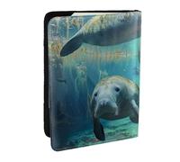 BNVSADC West Indian Manatees Printed Passport Holder Travel PU Leather Passport Cover Case Organiser for Men Women, 6.5 inch