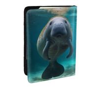 BNVSADC West Indian Manatees Printed Passport Holder Travel PU Leather Passport Cover Case Organiser for Men Women, 6.5 inch
