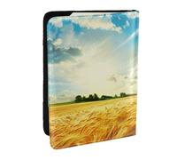 BNVSADC Wheat Field Printed Passport Holder Travel PU Leather Passport Cover Case Organiser for Men Women, 6.5 inch