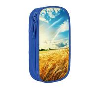 BNVSADC Wheat Field Printed Pencil Case for Girls Boys, Large Capacity Pencil Pouch Cute Pencil Box Adult Makeup Bag with 2 Compartments, Blue