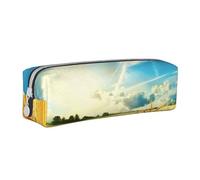 BNVSADC Wheat Field Printed Pencil Case Leather Pencil Pouch Cute Stationery Pencil Pen Bag with Zipper for School Office Travel