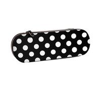 BNVSADC White Dot Pattern Printed Leather Pencil Pen Case & Makeup Bag - Stylish Hard Shell Pencil Bag Stationery Organizer Pouch for School Office Travel