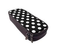 BNVSADC White Dot Pattern Printed PU Leather Flip Pencil Case, Cute Pencil Box Pen Bag Stationery Organizer Makeup Bag for School Office Travel