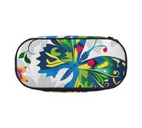 BNVSADC White Floral Pattern Colorful Butterflies Printed Pencil Case Cute Pencil Bag Pen Pouch Large Stationery Organizer Makeup Bag for Teen Boys Girls School Students Office