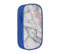 BNVSADC White Marble Rose Gold Printed Pencil Case for Girls Boys, Large Capacity Pencil Pouch Cute Pencil Box Adult Makeup Bag with 2 Compartments, Blue