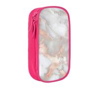 BNVSADC White Marble Rose Gold Printed Pencil Case for Girls Boys, Large Capacity Pencil Pouch Cute Pencil Box Adult Makeup Bag with 2 Compartments, Pink