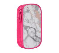 BNVSADC White Marble Rose Gold Printed Pencil Case for Girls Boys, Large Capacity Pencil Pouch Cute Pencil Box Adult Makeup Bag with 2 Compartments, Pink