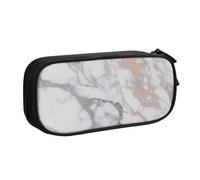 BNVSADC White Marble Rose Gold Printed Pencil Case Large Pen Bag Cute Pencil Box Pouch Office School Stationery Organizer for Girls Boys, Black
