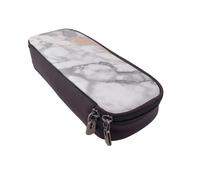 BNVSADC White Marble Rose Gold Printed PU Leather Flip Pencil Case, Cute Pencil Box Pen Bag Stationery Organizer Makeup Bag for School Office Travel