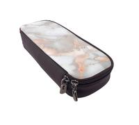 BNVSADC White Marble Rose Gold Printed PU Leather Flip Pencil Case, Cute Pencil Box Pen Bag Stationery Organizer Makeup Bag for School Office Travel