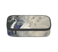 BNVSADC White Peacock Printed Pencil Case Cute Pencil Box Bag Pen Pouch Office School Stationery Organizer for School Travel Work
