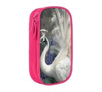 BNVSADC White Peacock Printed Pencil Case for Girls Boys, Large Capacity Pencil Pouch Cute Pencil Box Adult Makeup Bag with 2 Compartments, Pink