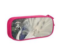 BNVSADC White Peacock Printed Pencil Case Large Pen Bag Cute Pencil Box Pouch Office School Stationery Organizer for Girls Boys, Pink