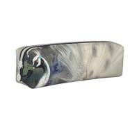 BNVSADC White Peacock Printed Pencil Case Leather Pencil Pouch Cute Stationery Pencil Pen Bag with Zipper for School Office Travel