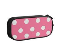 BNVSADC White Polka Dots Printed Pencil Case Large Pen Bag Cute Pencil Box Pouch Office School Stationery Organizer for Girls Boys, Black
